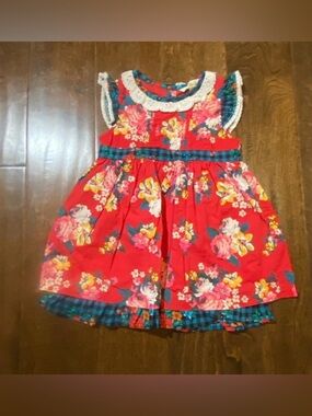Matilda Jane Cottage prairie floral red multicolor dress SZ 18-24M